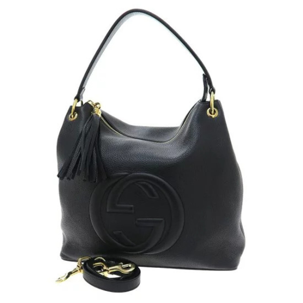 Gucci Soho Hobo bag embossed GG logo tassel Black